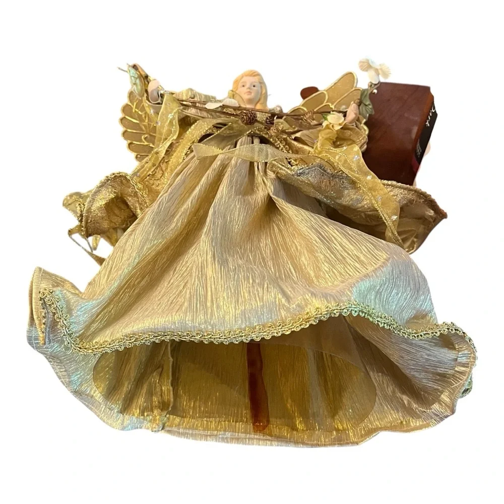 Angel Christmas Tree Topper 18” Big Holiday Time Golden Home Decor